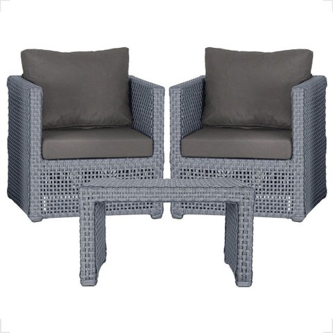 Mesa Centro e 2 Poltronas Madri Corda Náutica Estofado 11 Trama Original