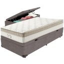 Ver imagem 1 de Cama Box Baú Cinza e Colchão King Best Molas Ensacadas Solteiro 88x188x33 Anjos