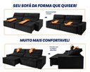 Ver imagem 4 de Sofá Retrátil Reclinável Supremo 2,10m Suede Velut Preto Molas no Assento - King House