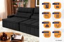 Ver imagem 3 de Sofá Retrátil Reclinável Supremo 2,10m Suede Velut Preto Molas no Assento - King House