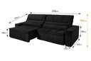 Ver imagem 2 de Sofá Retrátil Reclinável Supremo 2,10m Suede Velut Preto Molas no Assento - King House