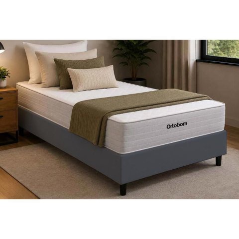 Cama Box Crc Solteiro +Colchão Molas Super Pocket Venno Ortobom 88x188