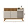 Buffet Aparador em Ripado com Bar para Sala de Jantar Amêndoa/Off White Lucca Linea Brasil - 5