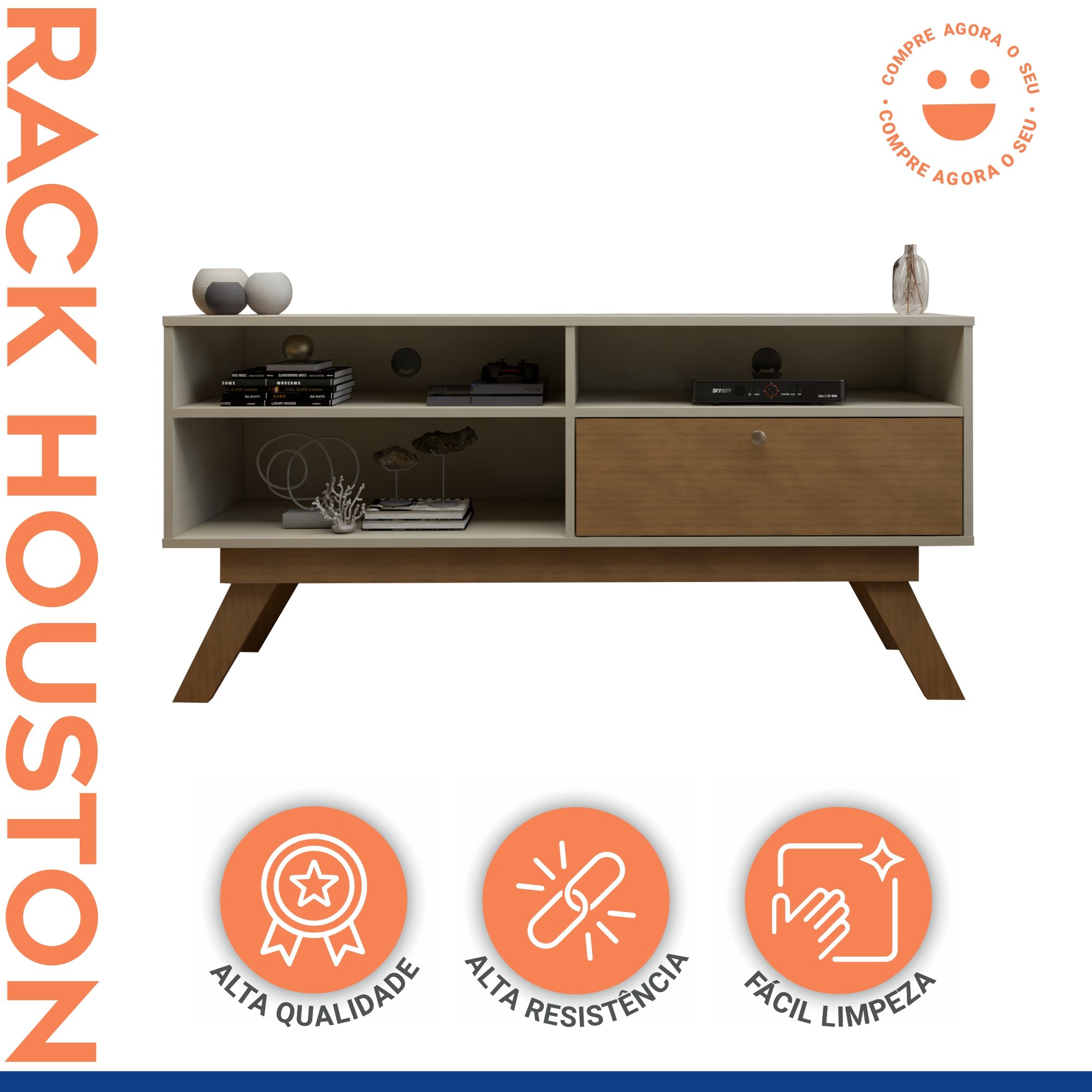 Rack para TV até 50 Polegadas 1 Porta Houston  - 3