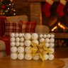 Kit 100 Bolas de Natal Branco Mista Lisas Glitter Decoração Enfeite Árvore de Natal Ponteira Luvinco - 5