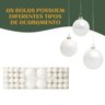 Kit 100 Bolas de Natal Branco Mista Lisas Glitter Decoração Enfeite Árvore de Natal Ponteira Luvinco - 4