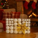 Ver imagem 6 de Kit 100 Bolas de Natal Branco Mista Lisas Glitter Decoração Enfeite Árvore de Natal Ponteira Luvinco