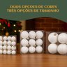 Kit 100 Bolas de Natal Branco Mista Lisas Glitter Decoração Enfeite Árvore de Natal Ponteira Luvinco - 8
