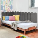 Ver imagem 2 de Cabeceira Painel Cama King Box Nuvem Suede Sandy 195 cm:Cinza Escuro