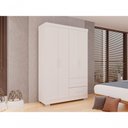 Ver imagem 6 de Guarda-roupa Solteiro 4 Portas 2 Gavetas Estrela Premium Salleto Branco