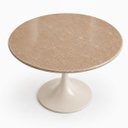 Ver imagem 2 de Mesa de Jantar Saarinen Redondo 90 cm Tampo Mármore Travertino Base Laca Off White