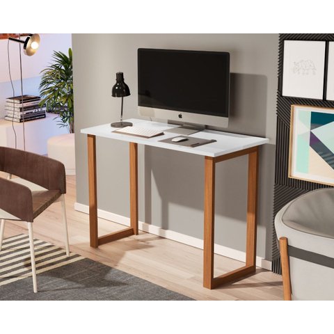 Mesa de Estudo Office 0,90cm - Pés em Madeira Maciça c/ Pintura Anti Umidade - Tampo 15mm c/ Fita de