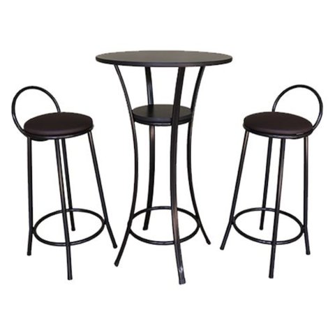 Kit Bistrô 1 Mesa e 2 Banquetas Linha Prato Preto
