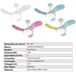 Ventilador de Teto Facilita VentColors Verde 3Pás MDF 220V Facilita Ventiladores - 2