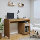 Ver imagem 1 de Escrivaninha Mesa Escritório com Rodízios 120cm Giga Cinamomo e Off White Marrom
