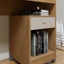 Ver imagem 4 de Escrivaninha Mesa Escritório com Rodízios 120cm Giga Cinamomo e Off White Marrom