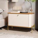 Ver imagem 2 de Kit 2 Mesa de Cabeceira Quarto Tucupí 1 Porta e Pés de Metal Off White/nature/dourado