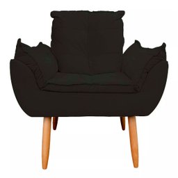 Poltrona Luxo Decorativa Estofada Fibra Confortável:preto - 2