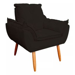 Poltrona Luxo Decorativa Estofada Fibra Confortável:preto - 1