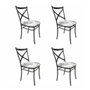 Ver imagem 1 de Kit 4 Cadeiras Catrina Luxo para Buffet e Eventos Aço Preto Estofado Macio Ramado Branco