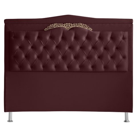 Cabeceira de Cama Box Helena Casal 140 Cm Capitonê Retro Botão Encapados Suede Vinho Eli Móveis