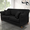 Ver imagem 5 de Sofá Decorativo 200cm 3 Lugares com 4 Almofadas Armstrong Suede Preto - Gran Belo