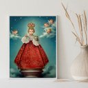 Ver imagem 2 de Quadro Decorativo Vintage Menino Jesus de Praga 45x34cm - com Vidro:madeira Preta