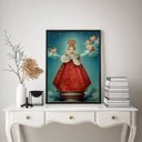 Ver imagem 1 de Quadro Decorativo Vintage Menino Jesus de Praga 45x34cm - com Vidro:madeira Preta