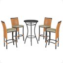 Ver imagem 1 de Mesa Bistrô e 4 Banquetas Roma Preta Corda Náutica Estofado 7 Trama Original