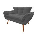Ver imagem 1 de Namoradeira Decorativa Opala Suede Cinza 2 Lugares Pés Madeira Ms Decor
