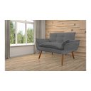 Ver imagem 3 de Namoradeira Decorativa Opala Suede Cinza 2 Lugares Pés Madeira Ms Decor