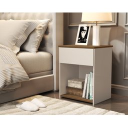 Mesa de Cabeceira Jasmim cor Off White Freijó - 1