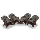 Ver imagem 1 de Conjunto de Poltronas Fibra Sintética Janaína - 4 Poltronas + 1 Mesa Centro - Tecido Duna Fendi