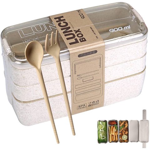 Super Marmita Fitness Lunch Box 900ml 3 Divisórias Talheres