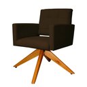 Ver imagem 3 de Poltrona Decorativa Camila Pés Madeira Giratório Suede Marrom - DS Estofados