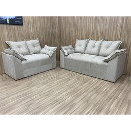 Conjunto de Sofá 2 e 3 Lugares Paris Suede Cinza - 1