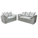 Ver imagem 2 de Conjunto de Sofá 2 e 3 Lugares Paris Suede Cinza