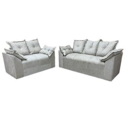 Conjunto de Sofá 2 e 3 Lugares Paris Suede Cinza - 2
