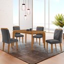 Ver imagem 1 de Mesa de Jantar Liz 120cm Mdf Canto Copo e com 4 Cadeiras Melissa
