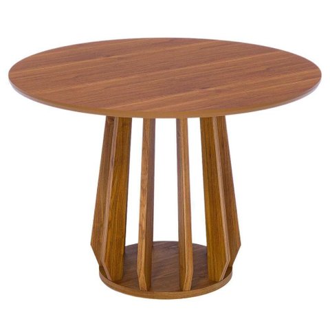 Mesa de Jantar Pitanga 4 Lugares Redonda Tampo MDF 109cm Cinamomo Marrom Milani Movelaria