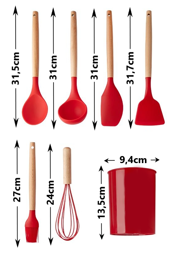 Jogo Utensílios para Cozinha 7 Peças Silicone Cabo Madeira:preto - 3