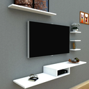 Ver imagem 3 de Kit Rack Suspenso Tv Com 4 Nichos Premium Organizador Livros