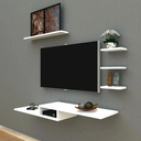 Ver imagem 2 de Kit Rack Suspenso Tv Com 4 Nichos Premium Organizador Livros