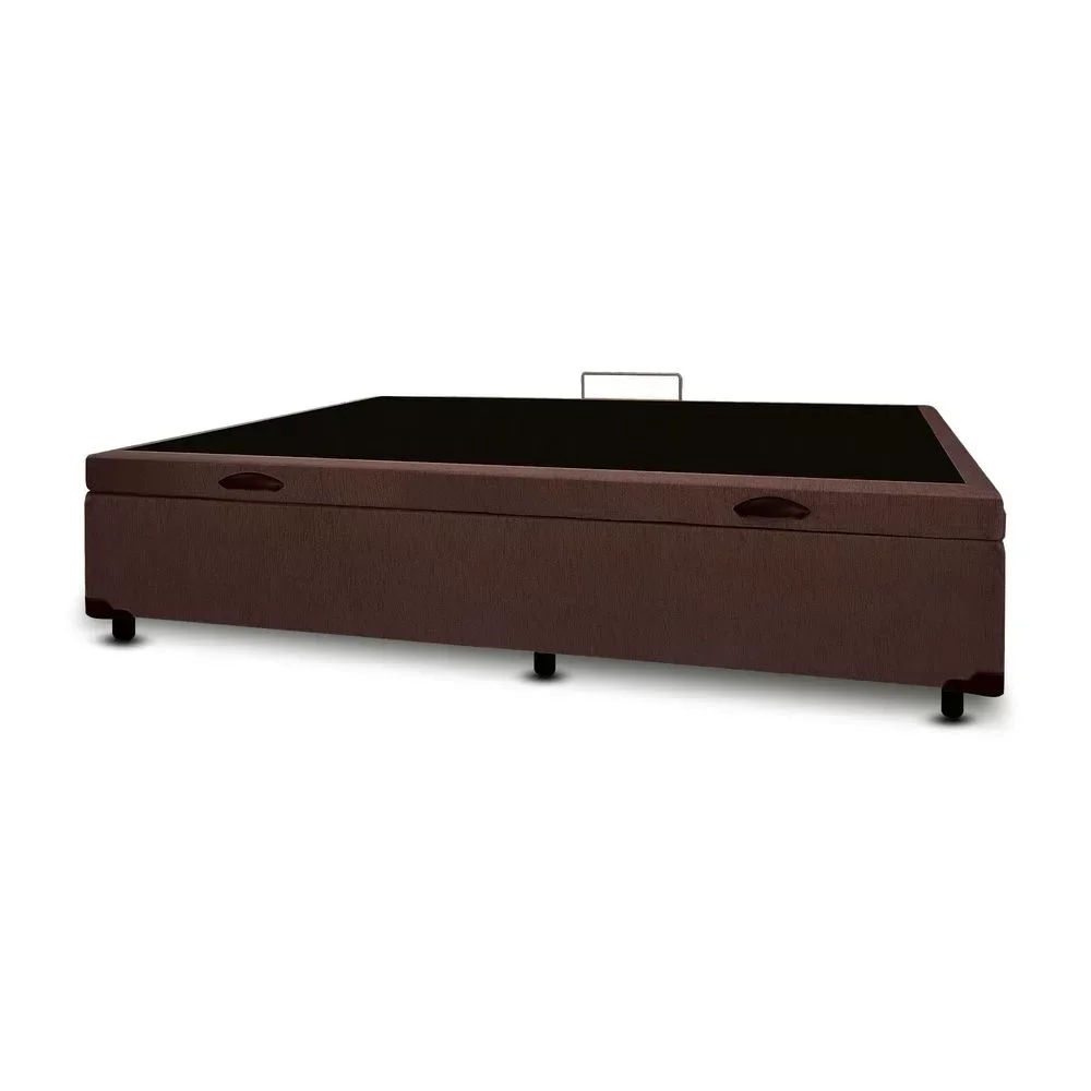 Cama Box Baú Solteiro Linhão Marrom Com Pistão A Gás