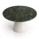 Ver imagem 2 de Mesa de Jantar Cone Redondo 110 cm Tampo Mármore Verde Guatemala Base Laca Branca