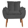 Kit 2 Poltronas Decorativa Opala Tecido Suede Cinza Grafite Pés Palito - Wd Decor - 2