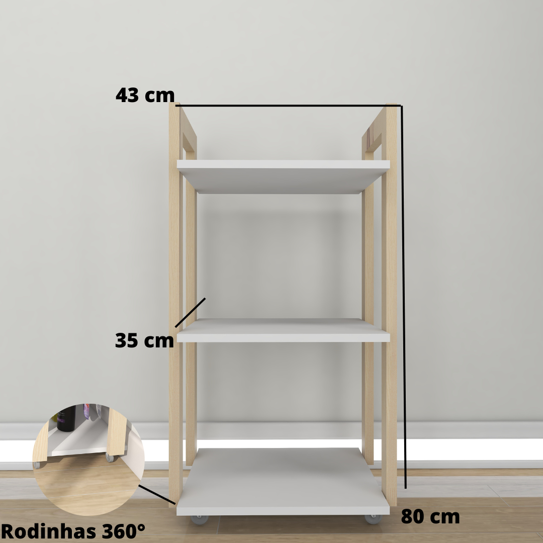 Mesa Carrinho de Café com Rodinhas - MDF - Mandy - 5