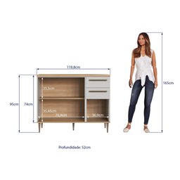 Balcão de Pia 120cm 3 Portas 2 Gavetas com Tampo Is1500 Linha Isabelle Delmarco - 2