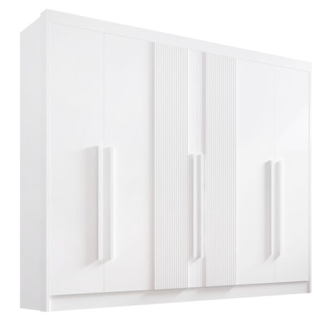 Guarda Roupa Casal 6 Portas Ripado 7 Gavetas sem Pés Athos - D Doro Branco/Ripado