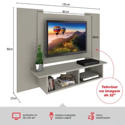 Painel para TV até 48 Polegadas 120cm com Nicho  - 2
